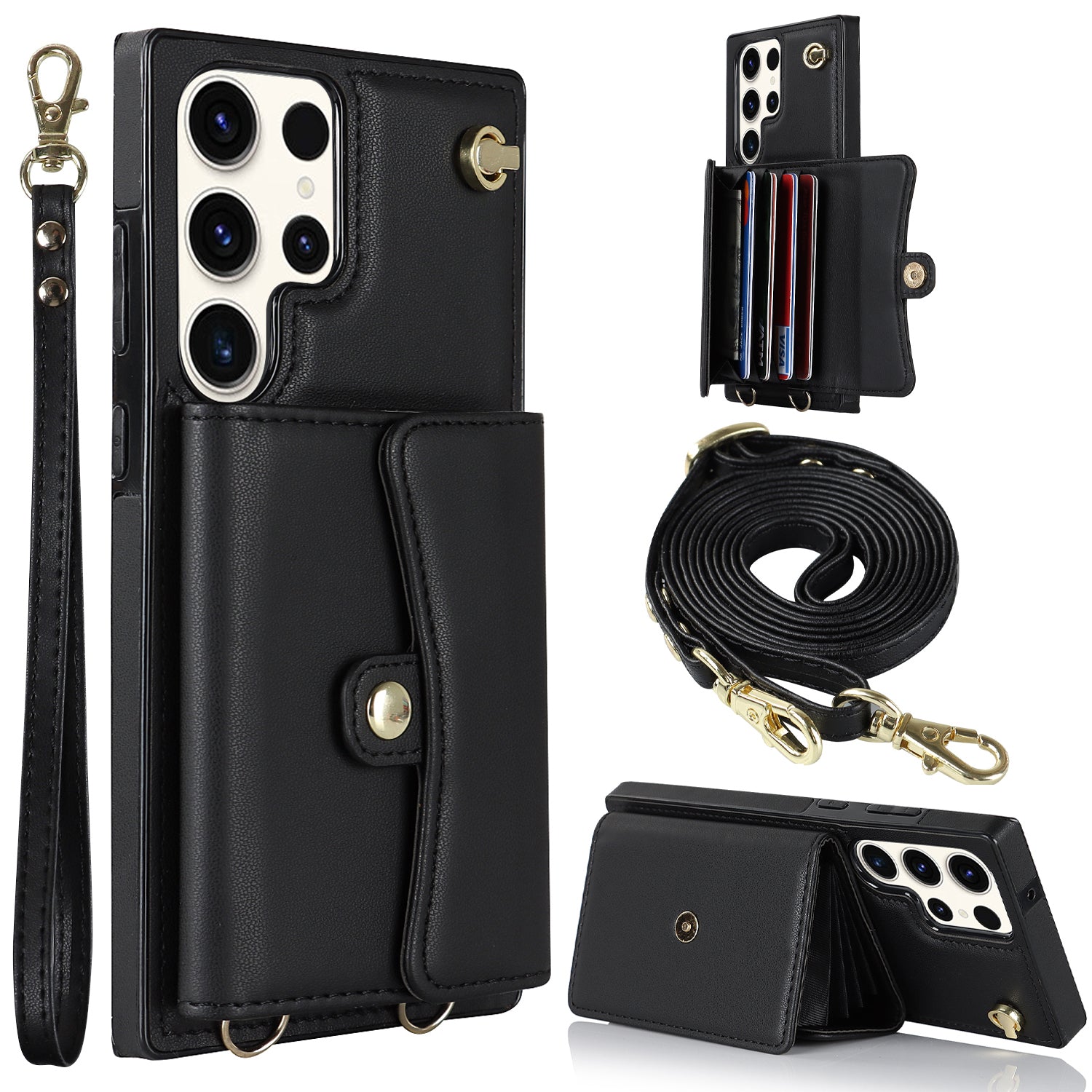 For Samsung Galaxy S23 Ultra RFID Blocking Card Slots Holder Phone Case Accordion Style Kickstand Shockproof Cover For Samsung Galaxy S23 Ultra RFID Blocking Card Slots Holder Phone Case Accordion Style Kickstand Shockproof Cover